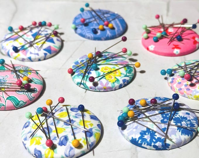 Magnetic Pin Cushion/Needle Minder: Liberty Fabrics London Parks Sewing Gift for Quilter, Stitcher or Crafter