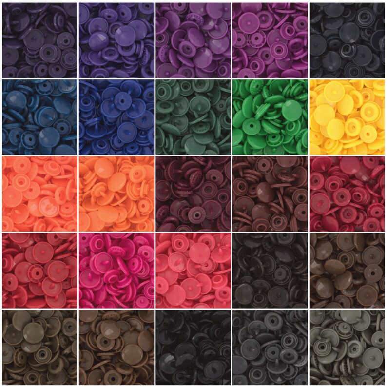 KAM Snaps  25 Colors Darks Combo KAM® Plastic Snaps/Snaps/Resin for No-Sew Button Diapers/Bibs/Cloth/Popper/Snap/Kam Snap - US-Based Company