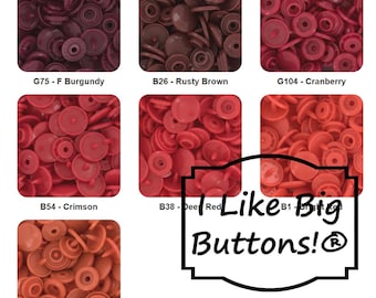 KAM Plastic Snaps: Red, Size 20 (1/2") Glossy - No-Sew Snap Fasteners/Cranberry, Crimson, Deep, Bright Red T5