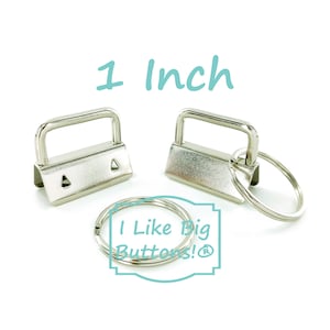 1 Inch Key Fob Hardware: SILVER, 1&quot; Fobs with 25mm Split Rings, DIY Wristlet Kit