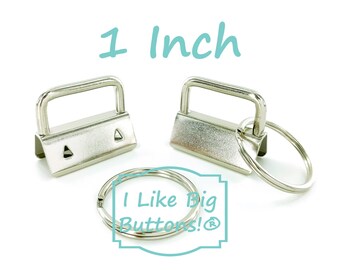 1 Inch Key Fob Hardware: SILVER, 1" Fobs with 25mm Split Rings, DIY Wristlet Kit