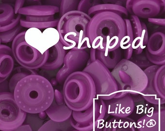 KAM Snaps *HEART* Shaped G95 Dazzle Purple KAM® Plastic Snaps No Sew Button/Cloth Diapers/Bibs/Sewing Plastic Snap Buttons Purple