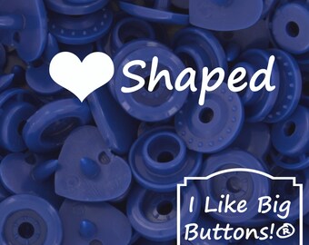 KAM Snaps *HEART* Shaped B58 Light Navy/Blue KAM® Plastic Snaps No Sew Button/Cloth Diapers/Bibs/Sewing Plastic Snap Buttons