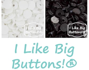 SIZE 14 KAM Plastic Snaps: 50 Sets (5mm prong) No-Sew Buttons for Ribbon, Sewing, Doll Clothing, White or Black T1
