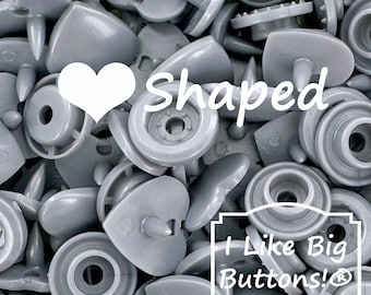 KAM Snaps *HEART* Shaped B13 - Silver/Gray/Metallic KAM® Plastic Snaps No Sew Button/Cloth Diapers/Bibs/Sewing Plastic Snap Buttons