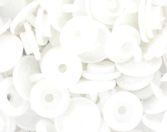 MATTE KAM Snaps 100 Sets B3 - White (Size 20) KAM® Plastic Snaps for Cloth Diapers/Bibs/Crafts/Plastic Snap Buttons