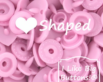 KAM Snaps *HEART* Shaped B57 Medium Pink KAM® Plastic Snaps No Sew Button/Cloth Diapers/Bibs/Sewing Plastic Snap Buttons