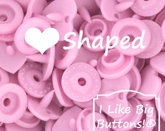 KAM Snaps *HEART* Shaped B57 Medium Pink KAM® Plastic Snaps No Sew Button/Cloth Diapers/Bibs/Sewing Plastic Snap Buttons