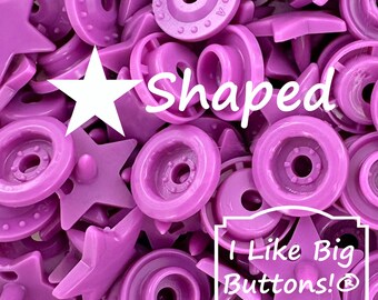 KAM Snaps *STAR* Shaped B56 Bright Purple/Neon Purple KAM® Plastic Snaps No Sew Button/Cloth Diapers/Bibs/Sewing Plastic Snap Buttons