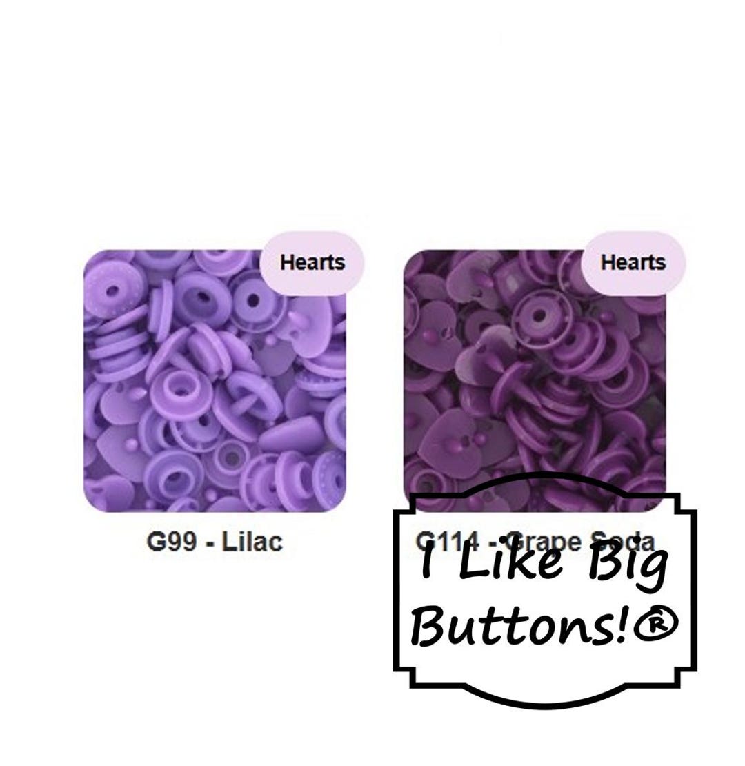 PURPLE HEART KAM Plastic Snaps: *hearts* Glossy Novelty No Sew Snap ...