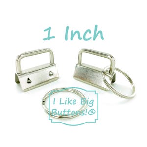 1 Inch Key Fob Hardware: 50 or 100 Sets, SILVER, 1&quot; Fobs with 25mm Split Rings, DIY Wristlet Kit