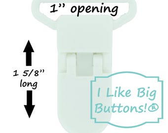 1 Inch Plastic Suspender Clips: **WHITE** KAM® Plastic Pacifier Clips, Duckbill (True White)
