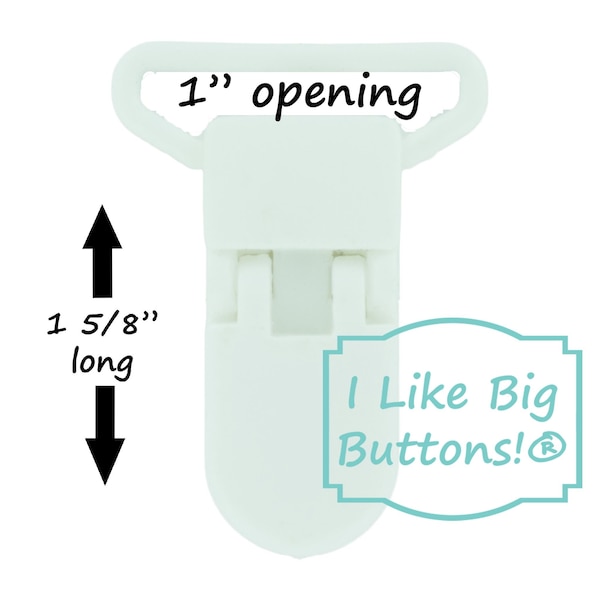 Pinzas de plástico para chupete de 1 pulgada: **BLANCAS** Pinzas de plástico para chupete KAM®, pico de pato (blanco puro)