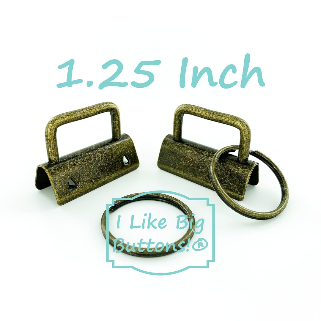 Key Fob Hardware 50 Sets ANTIQUE BRASS 1.25 INCH 32 Mm Key Fob Clamps