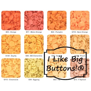 KAM Plastic Snaps: Orange, Size 20 (1/2") Glossy No-Sew Snap Fasteners/Peach, Pumpkin, Neon, Pastel Orange T5