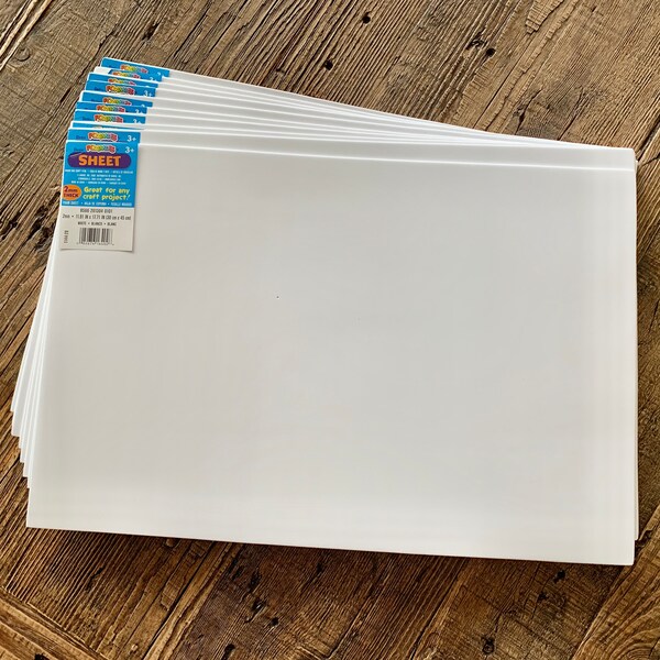 Foam Sheets WHITE 10 sheets/2mm 12"x18" Darice - Foamies Sheets - closed-cell foam sheets for arts & crafts/Foam Sheet