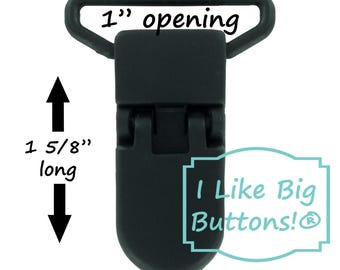 1 Inch Plastic Suspender Clips: **BLACK** KAM® Plastic Pacifier Clips, Duckbill