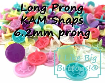 50 Sets LONG PRONG KAM Snaps: 6.2mm prong length for Sewing, Embroidery, Snap Tabs & Marine Vinyl - Size 20/T5