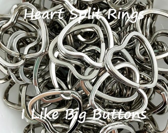 HEART Split Rings: 25 Pieces, Silver, 1.25"/32 mm Heart Shaped SPLIT RINGS