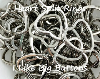 SPLIT RINGS 25 Sets Silver HEART Shaped Silver Split Rings Key Fob/Purse/Handbag/Lanyard Hardware * 5% off orders over 50 dollars