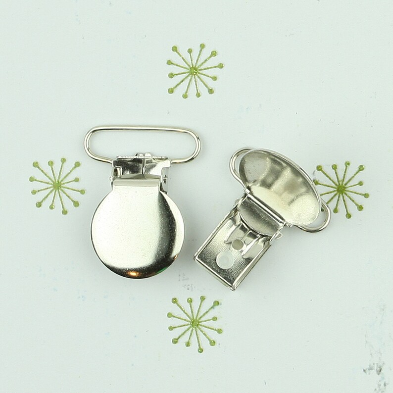 25 Round Faced Clips 1 INCH Round Metal Pacifier Clips / Etsy