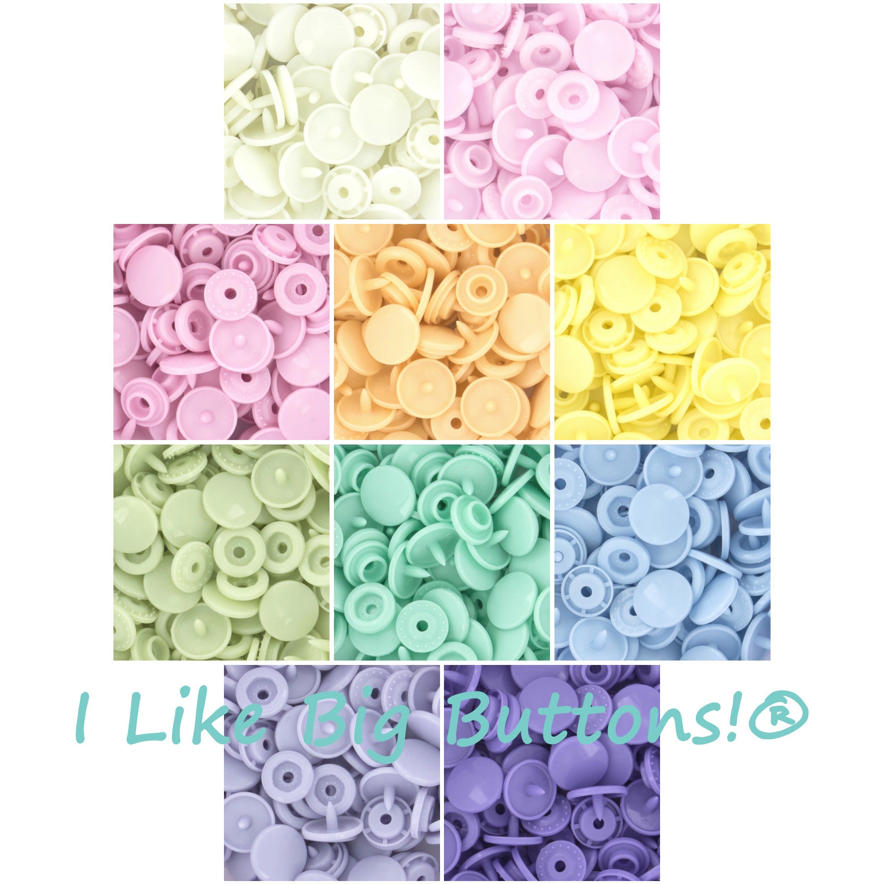 100 Sets KAM Plastic Snaps Starter Pack: 10 Colors, Size 20, Glossy, No Sew Snap Buttons - T5 KAM®