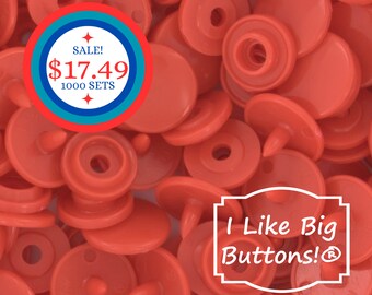BiG SaLe! 1000 Sets Size 16 KAM Snaps  **BRIGHT RED/Orangy Red** Kam® Snaps Plastic/Resin Plastic Buttons for Ribbon/Sewing/Doll Clothing T3