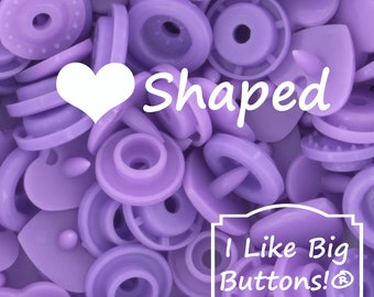 KAM Snaps *HEART* Shaped G99 Lilac KAM® Plastic Snaps No Sew Button/Cloth Diapers/Bibs/Sewing Plastic Snap Buttons Purple