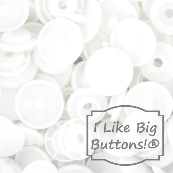 KAM Plastic Snaps: B3 White, Size 20 (1/2") Glossy - No-Sew Snap Fasteners (True White) KAM®