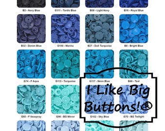 KAM Plastic Snaps: Blue Size 20 (1/2") Glossy - No-Sew Snap Fasteners/Navy, Royal, Neon, Teal, Pastel Blue T5