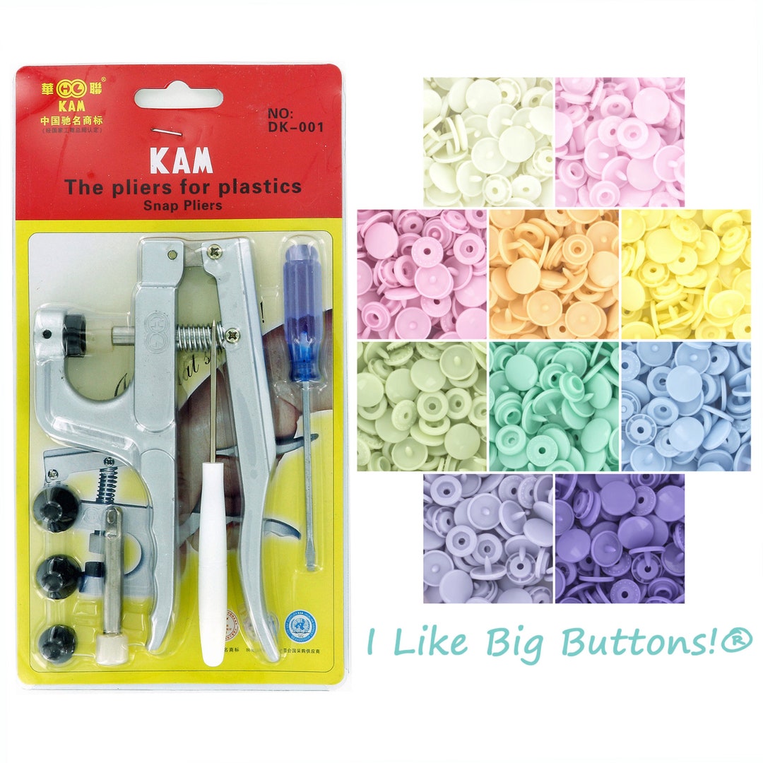 KAM Snaps 100 Kam® Plastic Snaps & Pliers STARTER PACK for  Diapers/bibs/nappies/kam Snap pick 1 Pack or 10 Colors of Your Choosing 