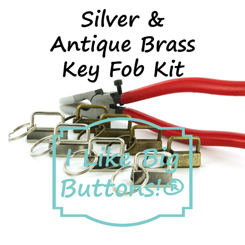 WristletsKey Chain 40 Sets Total Key Fob Hardware 1 and 1.25 Key Fob Hardware Starter Kit with SILVER and ANTIQUE BRASS