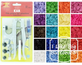 KAM Snaps 1000 KAM® Plastic Snaps & Pliers for Cloth Diapers/Bibs/Nappies/Snap (Choose 20 Colors from 130+ Colors)