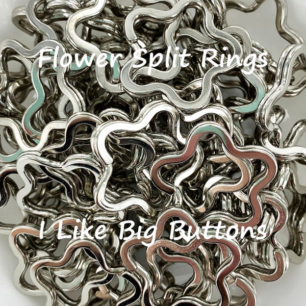 SPLIT RINGS 25 Silver FLOWER Shaped Silver Split Rings Key Fob/Purse/Handbag/Lanyard Hardware * 5% off orders over 50 dollars