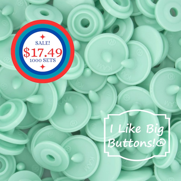 BiG SaLe! 1000 Sets Size 16 KAM Snaps  **PASTEL GREEN** Kam® Snaps Plastic/Resin Plastic Buttons for Ribbon/Sewing/Doll Clothing/Snap T3