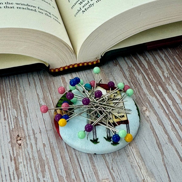 Bookish Cover Button Magnetic Pin Cushion/Needle Minder for Sewing, Stitching, Crafting/Handmade *Limited Edition* Reader Book Lover Gift