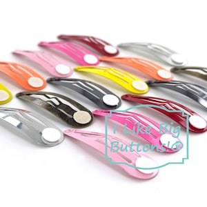 Snap BARRETTES: 50 or 100 Pieces *Choose Color* 2 Inch Enamel Hair Clips with Plastic Glue Pads, Tear Drop Shaped