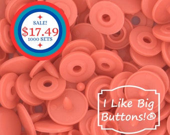 BiG SaLe! 1000 Sets Size 16 KAM Snaps  **Melon Orange/Coral** Kam® Snaps Plastic/Resin Plastic Buttons Ribbon/Sewing/Doll Clothing/Snap T3