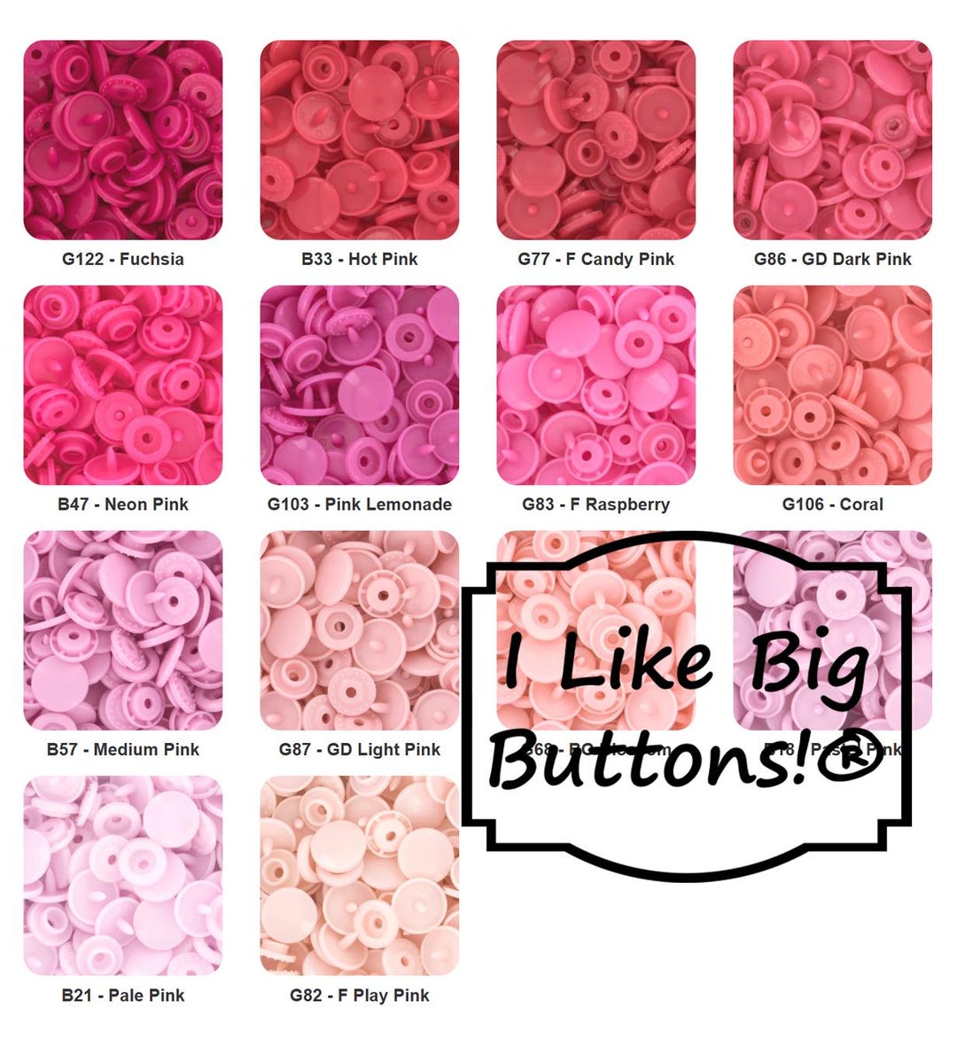 PINK KAM Plastic Snaps: Size 20 (0.5