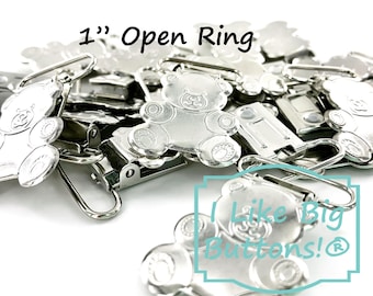 Teddy Bear Suspender Clips: 1, 25, or 50 Pieces, 1" Silver Metal Clips, Ribbon Crafts