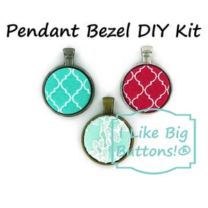 SMALL DIY Fabric Button Pendant Kit: Size 36 (7/8&quot;) Self-Cover Buttons with Tool, Round Bezel Trays, Makes 10