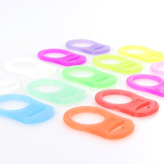50 Red Transparent Silicone MAM Ring Button Style Dummy Pacifier Clip Adapter 