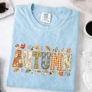 Autumn Patchwork PNG, Fall Sublimation Design, Vintage Autumn Shirt PNG, Cozy Fall Leaves Clipart, Thanksgiving DTF Transfer png
