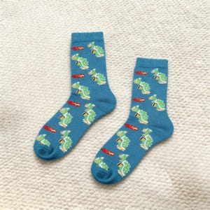 Super Mario Yoshi Koopa Crew-strumpor: Retro gamingkläder i bomullsblandning