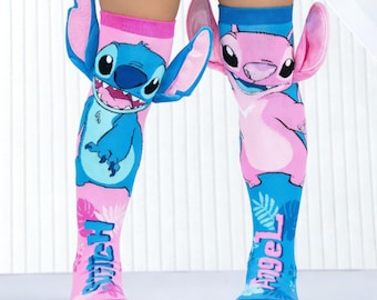 Stitch Angel kniekousen met 3D-oren – Character Apparel voor kinderen