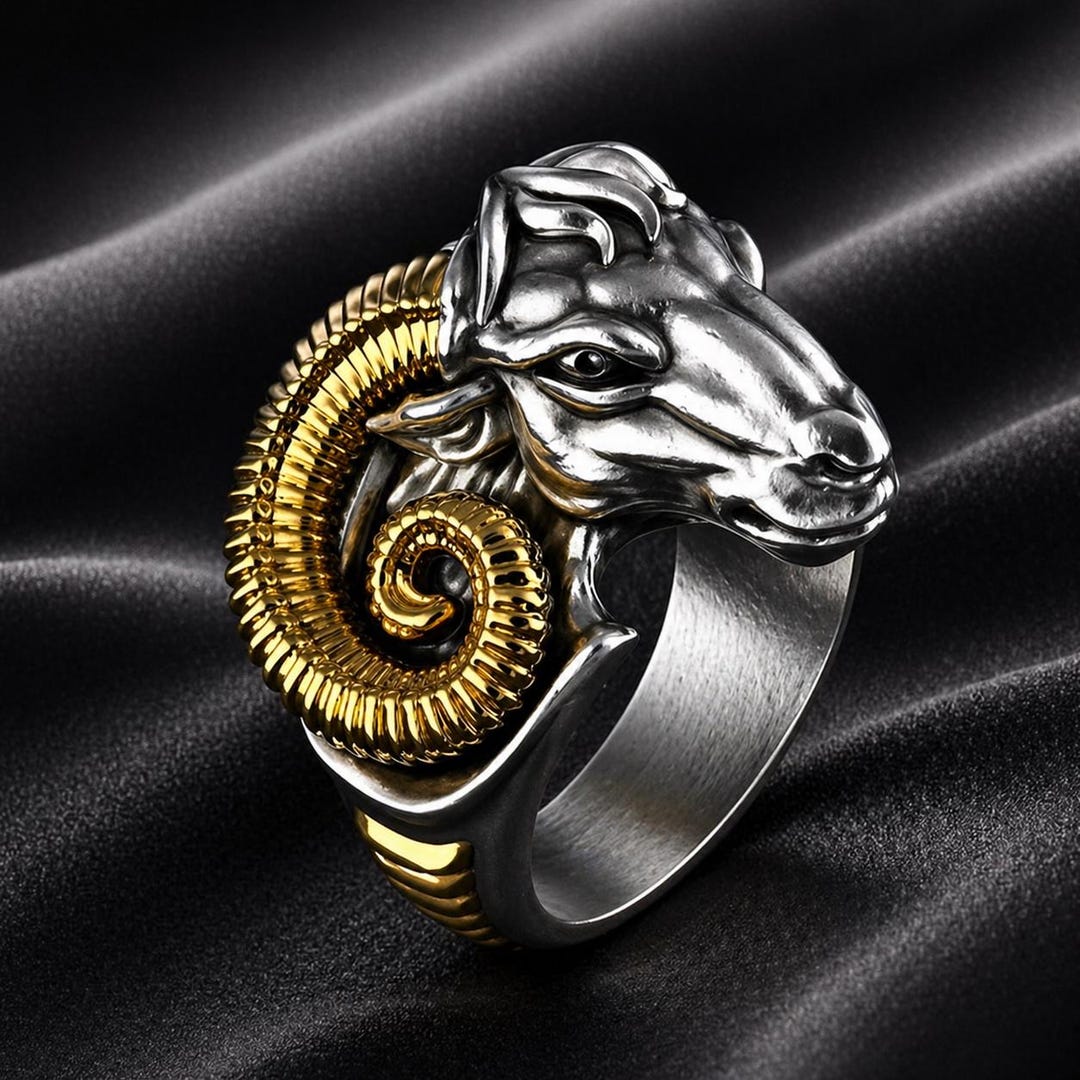 Ram Rng Sterling Silver Ram Rings, Animal Statement Rings for Men, Aries Ram ...