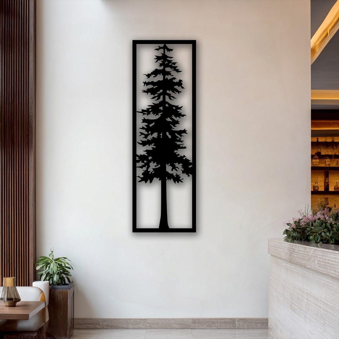 Pine Tree Metal Wall Art, Forest Silhouette Decor, Modern Nature ...