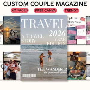 Modello di rivista di viaggi modificabile su Canva / Album fotografico personalizzato per le vacanze / Regalo personalizzato per conservare i ricordi di viaggio immagine 1