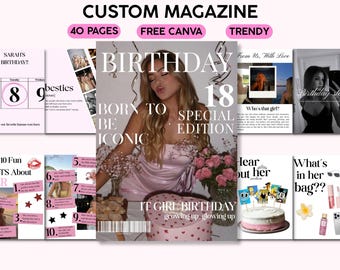 Rivista di compleanno personalizzata e alla moda per ragazze: un ricordo personalizzabile per la migliore amica, un regalo modificabile.