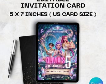Kpop Birthday Invitation Birthday Invitation Kpop Digital Kpop Party Invitation Kpop Demon Hunters Invitation Demon Slayer Saja Boys